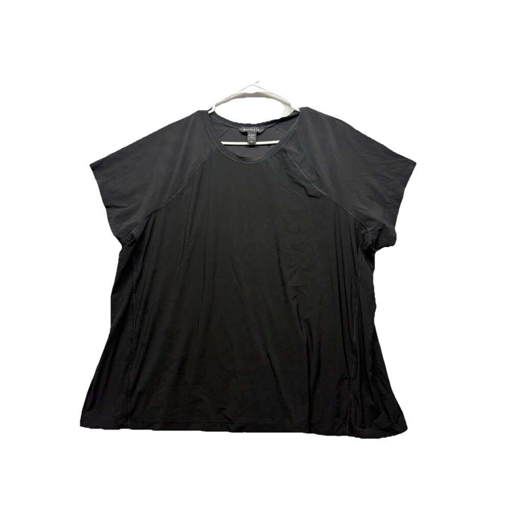 Athleta Ultimate Train Tee Short Sleeve Black Workout Top Sz 2X 530587 Plus Size